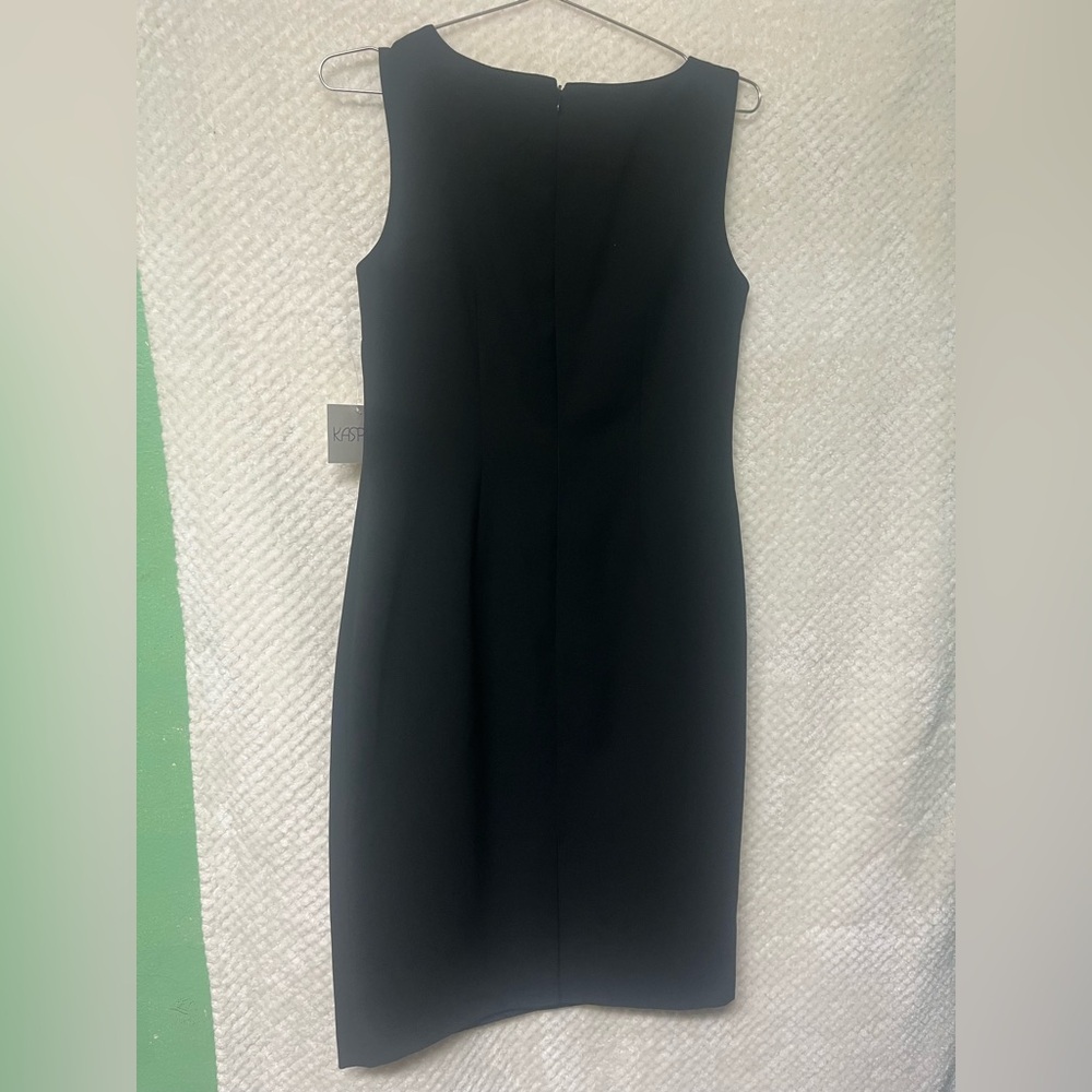 Womens Kasper Sleeveless Seamed Waist Sheath Dress Black Crew Neck Size 4 NWT - Picture 5 of 11